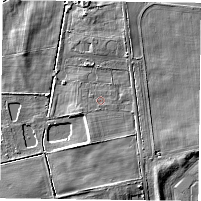 Shaded relief map of the ground around DN76BX, computed from Environment Agency LiDAR. The ground here sits at about 4 m above sea level and falls 6 m across the surrounding 800 m. Surface water reaching this point runs off ground lying to the south-west, 0.8 m higher.