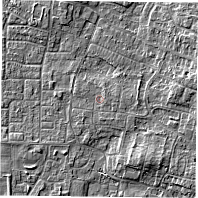 Shaded relief map of the ground around DN76JS, computed from Environment Agency LiDAR. The ground here sits at about 3 m above sea level and falls 5 m across the surrounding 800 m. Surface water reaching this point runs off ground lying to the east, 1.5 m higher.