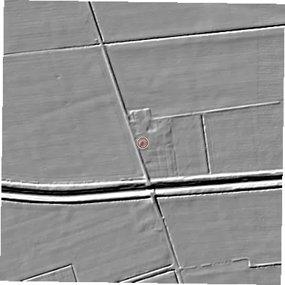 Shaded relief map of the ground around DN84DT, computed from Environment Agency LiDAR. The ground here sits at about 4 m above sea level and falls 4 m across the surrounding 800 m. The ground contributing surface water to this point lies to the west-north-west.