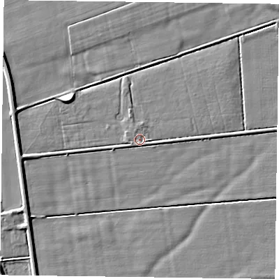 Shaded relief map of the ground around DN84JS, computed from Environment Agency LiDAR. The ground here sits at about 3 m above sea level and falls 6 m across the surrounding 800 m. Surface water reaching this point runs off ground lying to the east-south-east, 0.8 m higher.