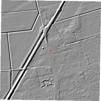 Shaded relief map of the ground around DN84NY, computed from Environment Agency LiDAR. The ground here sits at about 3 m above sea level and falls 5 m across the surrounding 800 m. Surface water reaching this point runs off ground lying to the north, 0.7 m higher.