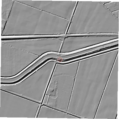 Shaded relief map of the ground around DN85SD, computed from Environment Agency LiDAR. The ground here sits at about 3 m above sea level and falls 5 m across the surrounding 800 m. Surface water reaching this point runs off ground lying to the north-west, 3.0 m higher.
