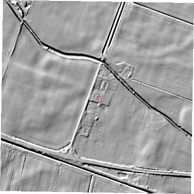 Shaded relief map of the ground around DN85SW, computed from Environment Agency LiDAR. The ground here sits at about 3 m above sea level and falls 7 m across the surrounding 800 m. Surface water reaching this point runs off ground lying to the north, 3.0 m higher.