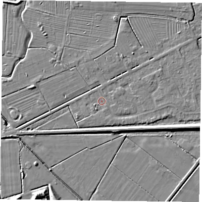 Shaded relief map of the ground around DN85YL, computed from Environment Agency LiDAR. The ground here sits at about 3 m above sea level and falls 7 m across the surrounding 800 m. Surface water reaching this point runs off ground lying to the south-south-west, 1.3 m higher.
