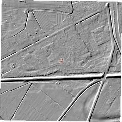 Shaded relief map of the ground around DN85YS, computed from Environment Agency LiDAR. The ground here sits at about 3 m above sea level and falls 7 m across the surrounding 800 m. Surface water reaching this point runs off ground lying to the north-west, 0.8 m higher.