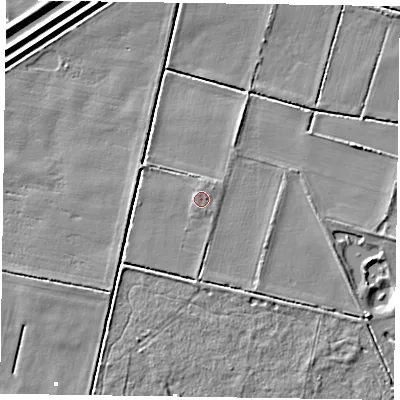 Shaded relief map of the ground around DN91DZ, computed from Environment Agency LiDAR. The ground here sits at about 3 m above sea level and falls 5 m across the surrounding 800 m. Surface water reaching this point runs off ground lying to the north-east, 0.6 m higher.