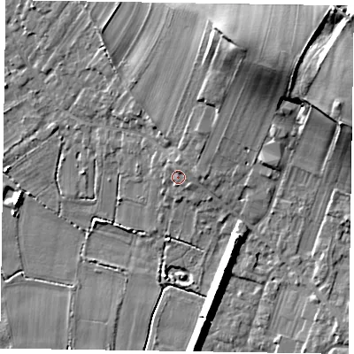 Shaded relief map of the ground around DN91JY, computed from Environment Agency LiDAR. The ground here sits at about 7 m above sea level and falls 26 m across the surrounding 800 m. Surface water reaching this point runs off ground lying to the north-east, 2.4 m higher.