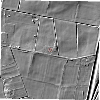 Shaded relief map of the ground around DN91LQ, computed from Environment Agency LiDAR. The ground here sits at about 3 m above sea level and falls 6 m across the surrounding 800 m. Surface water reaching this point runs off ground lying to the south-west, 1.0 m higher.