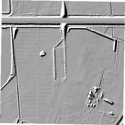 Shaded relief map of the ground around DN91PW, computed from Environment Agency LiDAR. The ground here sits at about 3 m above sea level and falls 11 m across the surrounding 800 m. Surface water reaching this point runs off ground lying to the south-south-west, 1.9 m higher.