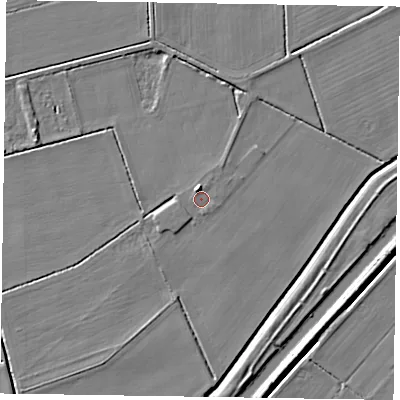 Shaded relief map of the ground around DN91TZ, computed from Environment Agency LiDAR. The ground here sits at about 3 m above sea level and falls 5 m across the surrounding 800 m. Surface water reaching this point runs off ground lying to the north-north-west, 2.6 m higher.