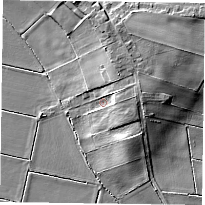 Shaded relief map of the ground around DN92BL, computed from Environment Agency LiDAR. The ground here sits at about 4 m above sea level and falls 11 m across the surrounding 800 m. Surface water reaching this point runs off ground lying to the east, 5.8 m higher.