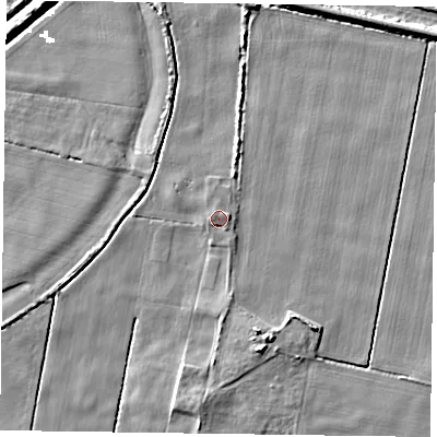 Shaded relief map of the ground around DN92ER, computed from Environment Agency LiDAR. The ground here sits at about 3 m above sea level and falls 7 m across the surrounding 800 m. Surface water reaching this point runs off ground lying to the west-north-west, 1.2 m higher.