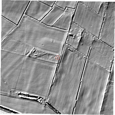 Shaded relief map of the ground around DN92EX, computed from Environment Agency LiDAR. The ground here sits at about 3 m above sea level and falls 5 m across the surrounding 800 m. Surface water reaching this point runs off ground lying to the north-north-west, 0.7 m higher.
