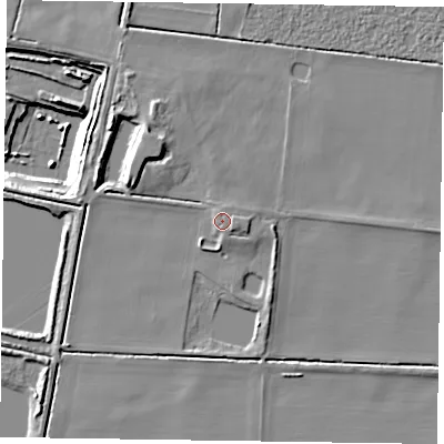 Shaded relief map of the ground around DN92FE, computed from Environment Agency LiDAR. The ground here sits at about 3 m above sea level and falls 15 m across the surrounding 800 m. Surface water reaching this point runs off ground lying to the north-north-east, 1.6 m higher.