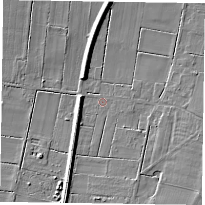 Shaded relief map of the ground around DN92NF, computed from Environment Agency LiDAR. The ground here sits at about 3 m above sea level and falls 9 m across the surrounding 800 m. Surface water reaching this point runs off ground lying to the north, 6.9 m higher.