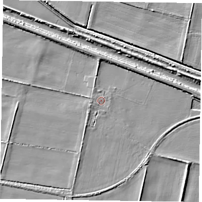 Shaded relief map of the ground around DN92NP, computed from Environment Agency LiDAR. The ground here sits at about 3 m above sea level and falls 6 m across the surrounding 800 m. Surface water reaching this point runs off ground lying to the west, 1.0 m higher.