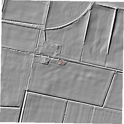 Shaded relief map of the ground around DN92NR, computed from Environment Agency LiDAR. The ground here sits at about 3 m above sea level and falls 5 m across the surrounding 800 m. Surface water reaching this point runs off ground lying to the north-north-west, 1.9 m higher.