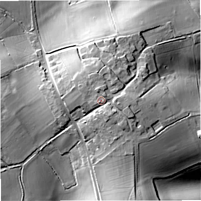 Shaded relief map of the ground around DT101NA, computed from Environment Agency LiDAR. The ground here sits at about 93 m above sea level and falls 25 m across the surrounding 800 m. Surface water reaching this point runs off ground lying to the east, 4.9 m higher.