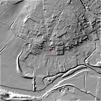 Shaded relief map of the ground around DT117AG, computed from Environment Agency LiDAR. The ground here sits at about 35 m above sea level and falls 29 m across the surrounding 800 m. Surface water reaching this point runs off ground lying to the north, 14.3 m higher.