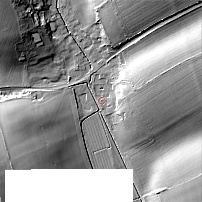 Shaded relief map of the ground around DT118JX, computed from Environment Agency LiDAR. The ground here sits at about 63 m above sea level and falls 24 m across the surrounding 800 m. Surface water reaching this point runs off ground lying to the east-north-east, 20.3 m higher.