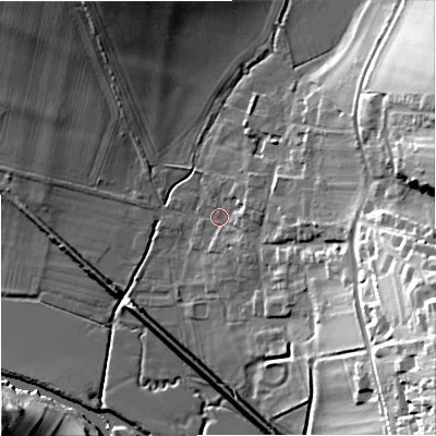 Shaded relief map of the ground around DT118TH, computed from Environment Agency LiDAR. The ground here sits at about 37 m above sea level and falls 37 m across the surrounding 800 m. Surface water reaching this point runs off ground lying to the east-south-east, 34.1 m higher.