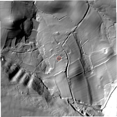 Shaded relief map of the ground around DT27BE, computed from Environment Agency LiDAR. The ground here sits at about 162 m above sea level and falls 119 m across the surrounding 800 m. Surface water reaching this point runs off ground lying to the south-south-east, 11.0 m higher.