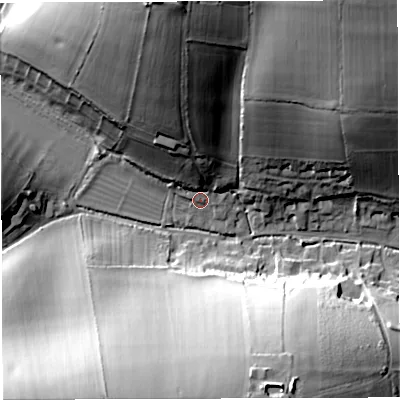 Shaded relief map of the ground around DT29GB, computed from Environment Agency LiDAR. The ground here sits at about 83 m above sea level and falls 52 m across the surrounding 800 m. Surface water reaching this point runs off ground lying to the north-north-west, 37.9 m higher.