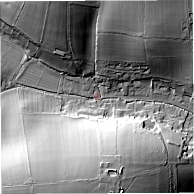 Shaded relief map of the ground around DT29LB, computed from Environment Agency LiDAR. The ground here sits at about 81 m above sea level and falls 55 m across the surrounding 800 m. Surface water reaching this point runs off ground lying to the south-west, 52.9 m higher.