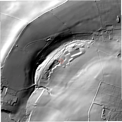 Shaded relief map of the ground around DT34ED, computed from Environment Agency LiDAR. The ground here sits at about 35 m above sea level and falls 65 m across the surrounding 800 m. Surface water reaching this point runs off ground lying to the east-south-east, 32.8 m higher.