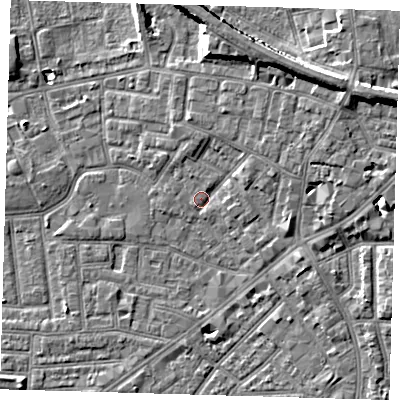 Shaded relief map of the ground around E138BX, computed from Environment Agency LiDAR. The ground here sits at about 2 m above sea level and falls 10 m across the surrounding 800 m. Surface water reaching this point runs off ground lying to the north-east, 7.4 m higher.