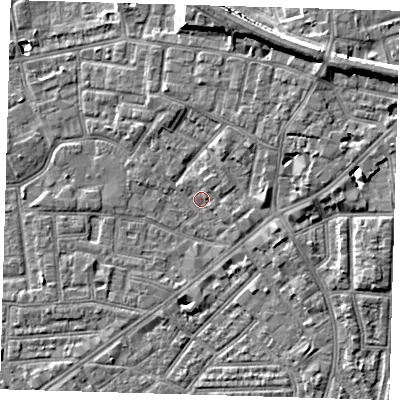 Shaded relief map of the ground around E138DP, computed from Environment Agency LiDAR. The ground here sits at about 2 m above sea level and falls 10 m across the surrounding 800 m. Surface water reaching this point runs off ground lying to the north-east, 8.1 m higher.