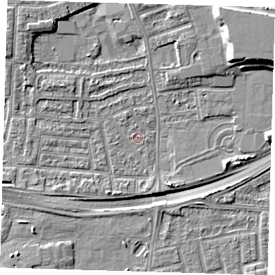 Shaded relief map of the ground around E138PQ, computed from Environment Agency LiDAR. The ground here sits at about 2 m above sea level and falls 14 m across the surrounding 800 m. Surface water reaching this point runs off ground lying to the north-east, 8.0 m higher.