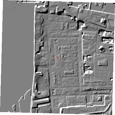 Shaded relief map of the ground around E148SH, computed from Environment Agency LiDAR. The ground here sits at about 3 m above sea level and falls 17 m across the surrounding 800 m. Surface water reaching this point runs off ground lying to the south-south-east, 0.8 m higher.