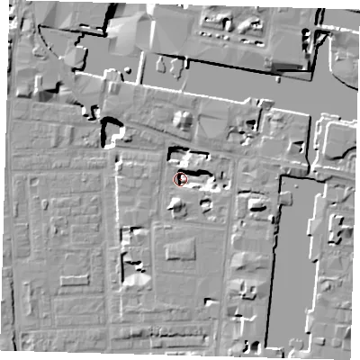 Shaded relief map of the ground around E149WT, computed from Environment Agency LiDAR. The ground here sits at about -0 m above sea level and falls 19 m across the surrounding 800 m. Surface water reaching this point runs off ground lying to the east-south-east, 10.7 m higher.