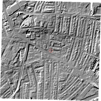 Shaded relief map of the ground around E153EZ, computed from Environment Agency LiDAR. The ground here sits at about 3 m above sea level and falls 10 m across the surrounding 800 m. Surface water reaching this point runs off ground lying to the north-west, 5.4 m higher.