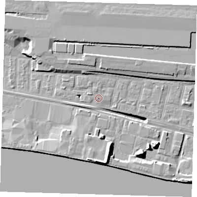 Shaded relief map of the ground around E162DY, computed from Environment Agency LiDAR. The ground here sits at about 2 m above sea level and falls 17 m across the surrounding 800 m. Surface water reaching this point runs off ground lying to the west-south-west, 4.0 m higher.