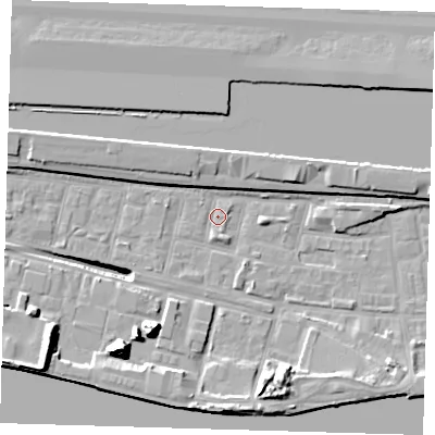 Shaded relief map of the ground around E162JZ, computed from Environment Agency LiDAR. The ground here sits at about 2 m above sea level and falls 17 m across the surrounding 800 m. Surface water reaching this point runs off ground lying to the south-west, 17.0 m higher.