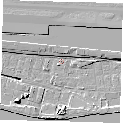 Shaded relief map of the ground around E162NN, computed from Environment Agency LiDAR. The ground here sits at about 2 m above sea level and falls 17 m across the surrounding 800 m. Surface water reaching this point runs off ground lying to the north-north-east, 3.3 m higher.