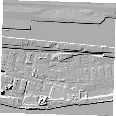 Shaded relief map of the ground around E162TX, computed from Environment Agency LiDAR. The ground here sits at about 3 m above sea level and falls 17 m across the surrounding 800 m. Surface water reaching this point runs off ground lying to the west-south-west, 11.7 m higher.