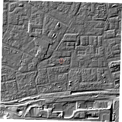 Shaded relief map of the ground around E163QB, computed from Environment Agency LiDAR. The ground here sits at about 2 m above sea level and falls 11 m across the surrounding 800 m. Surface water reaching this point runs off ground lying to the south-south-west, 7.9 m higher.