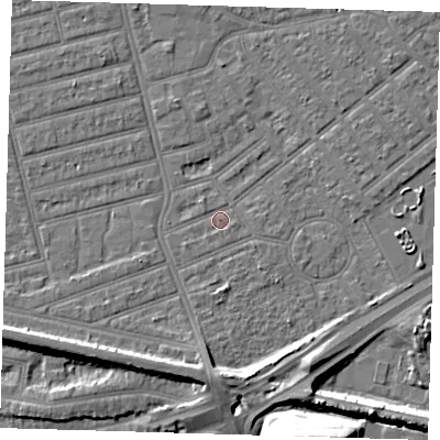Shaded relief map of the ground around E66HL, computed from Environment Agency LiDAR. The ground here sits at about 3 m above sea level and falls 20 m across the surrounding 800 m. Surface water reaching this point runs off ground lying to the south-west, 1.5 m higher.