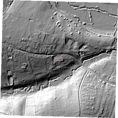 Shaded relief map of the ground around EN29JA, computed from Environment Agency LiDAR. The ground here sits at about 39 m above sea level and falls 28 m across the surrounding 800 m. Surface water reaching this point runs off ground lying to the west-north-west, 16.2 m higher.