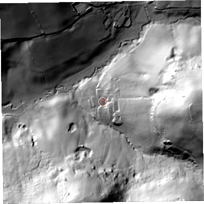 Shaded relief map of the ground around EX100PP, computed from Environment Agency LiDAR. The ground here sits at about 71 m above sea level and falls 106 m across the surrounding 800 m. Surface water reaching this point runs off ground lying to the east, 85.0 m higher.