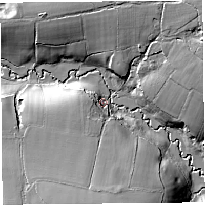 Shaded relief map of the ground around EX137AU, computed from Environment Agency LiDAR. The ground here sits at about 55 m above sea level and falls 36 m across the surrounding 800 m. Surface water reaching this point runs off ground lying to the south-south-west, 16.2 m higher.
