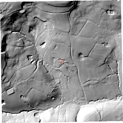 Shaded relief map of the ground around EX144SX, computed from Environment Agency LiDAR. The ground here sits at about 189 m above sea level and falls 109 m across the surrounding 800 m. Surface water reaching this point runs off ground lying to the north, 41.4 m higher.