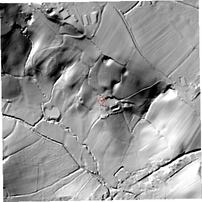 Shaded relief map of the ground around EX144UL, computed from Environment Agency LiDAR. The ground here sits at about 139 m above sea level and falls 84 m across the surrounding 800 m. Surface water reaching this point runs off ground lying to the north-north-east, 39.7 m higher.