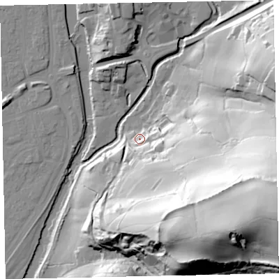 Shaded relief map of the ground around EX164PH, computed from Environment Agency LiDAR. The ground here sits at about 66 m above sea level and falls 108 m across the surrounding 800 m. Surface water reaching this point runs off ground lying to the east-south-east, 101.9 m higher.