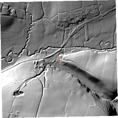 Shaded relief map of the ground around EX169BW, computed from Environment Agency LiDAR. The ground here sits at about 116 m above sea level and falls 74 m across the surrounding 800 m. Surface water reaching this point runs off ground lying to the south-west, 66.9 m higher.