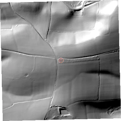 Shaded relief map of the ground around EX175BR, computed from Environment Agency LiDAR. The ground here sits at about 159 m above sea level and falls 56 m across the surrounding 800 m. Surface water reaching this point runs off ground lying to the south-south-west, 1.7 m higher.