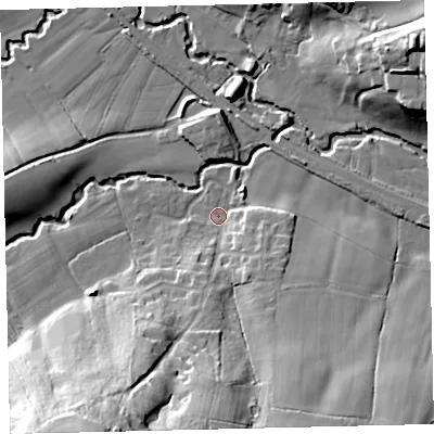 Shaded relief map of the ground around EX175HU, computed from Environment Agency LiDAR. The ground here sits at about 67 m above sea level and falls 36 m across the surrounding 800 m. Surface water reaching this point runs off ground lying to the south, 24.2 m higher.
